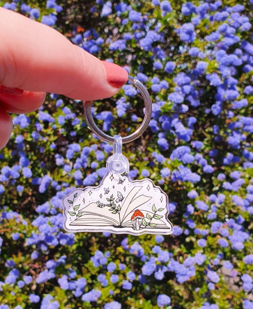 Books and Butterflies Cottagecore Keyring