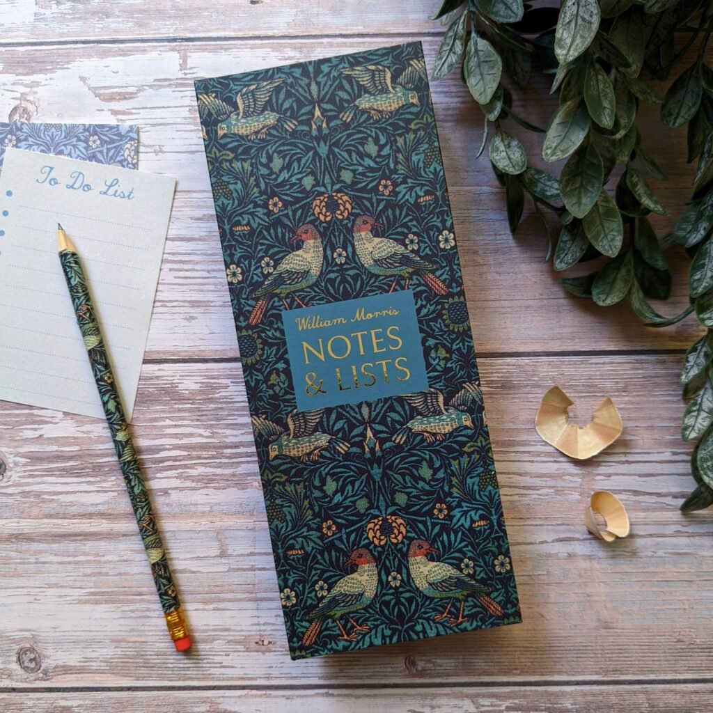 Tall Notepad & Pencil Set - William Morris Birds