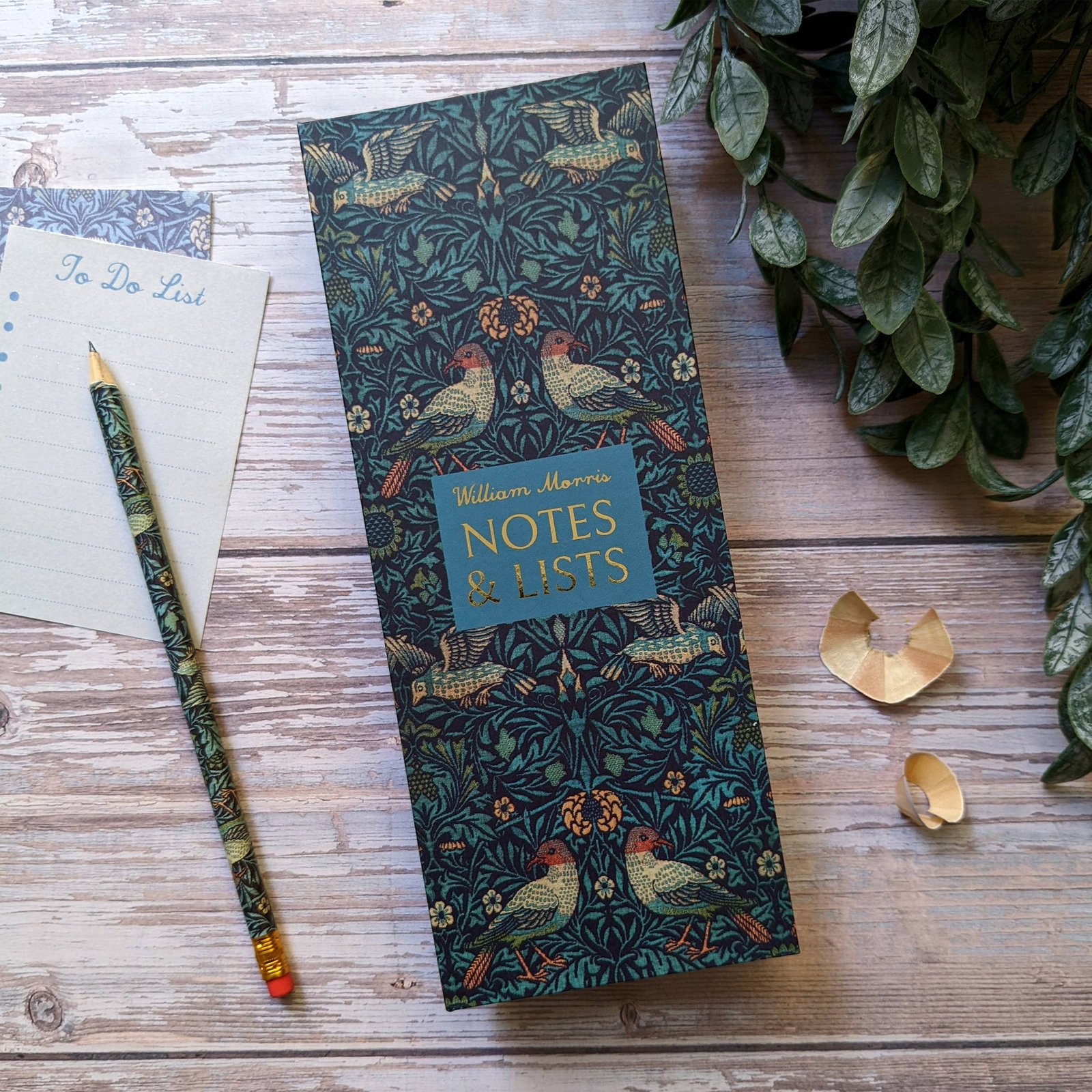 Tall Notepad & Pencil Set - William Morris Birds