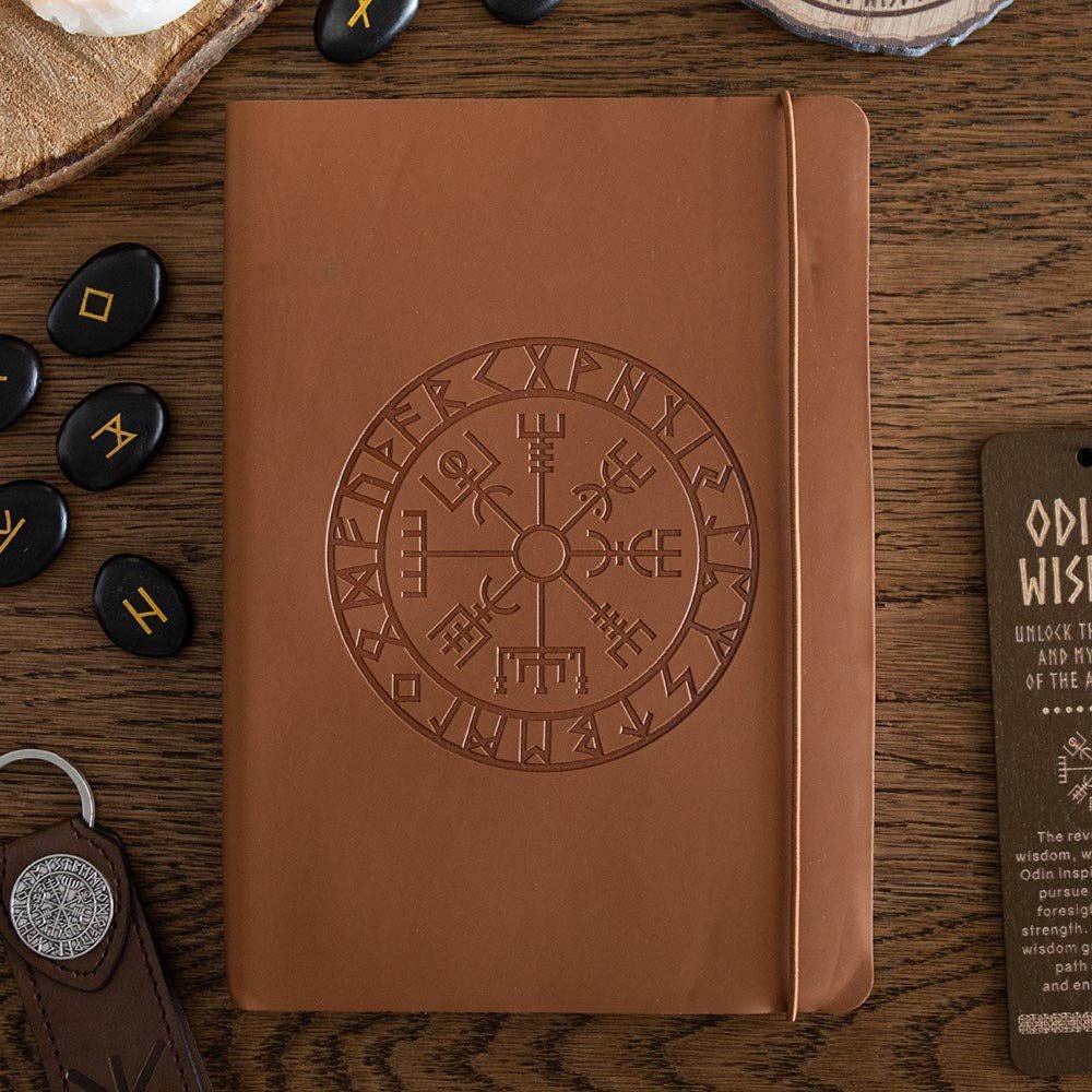 Vegvísir (Viking Compass) A5 Faux Leather Journal with Pen