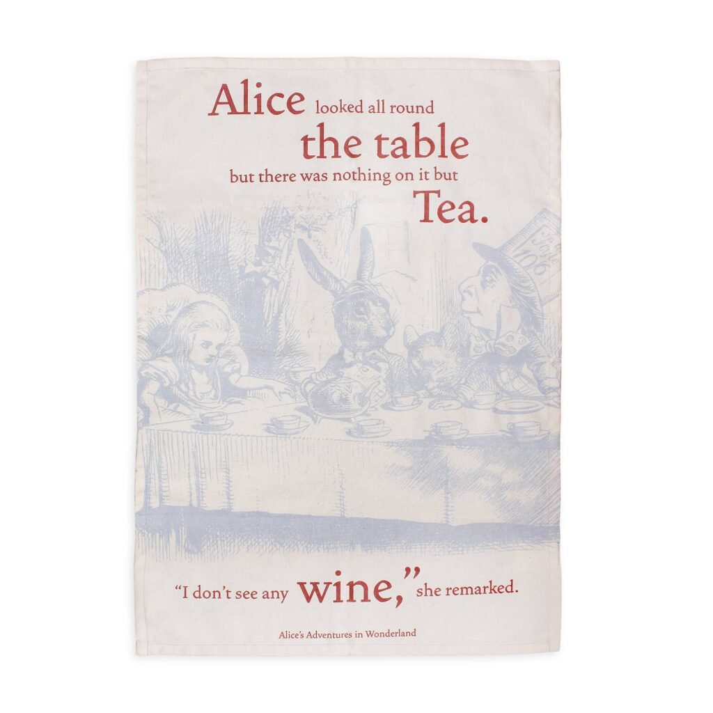 Recycled Cotton Tea Towel Dish Cloth Alice in Wonderland